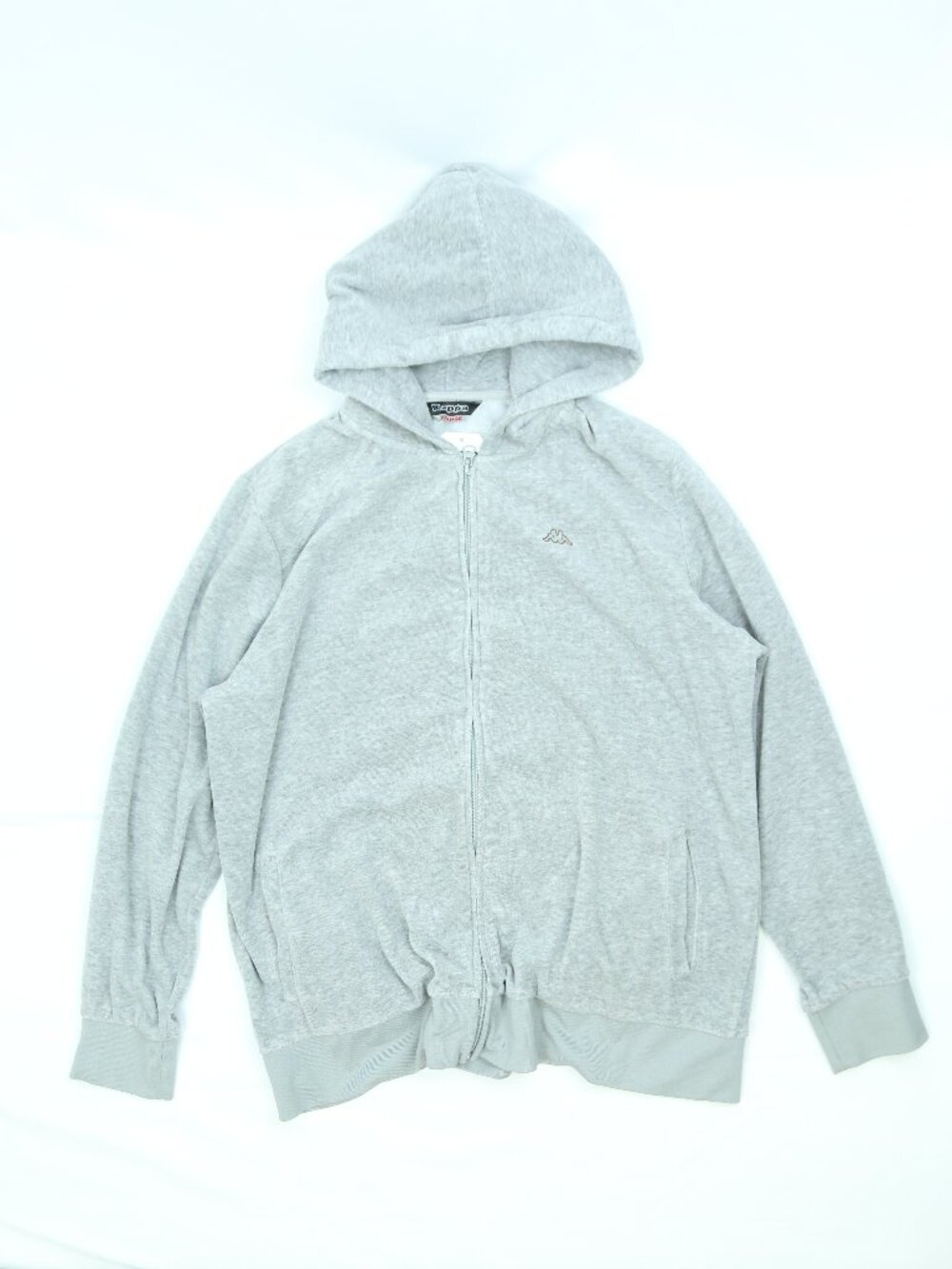 Women's Light Gray Kappa Full-Zip Hooded Sweatshirt Size XL